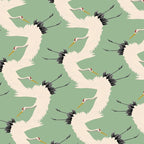 Japanese Cranes on Sage Green Background Coffee Mug Gallery Image 2