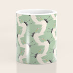 Japanese Cranes on Sage Green Background Coffee Mug Gallery Image 4