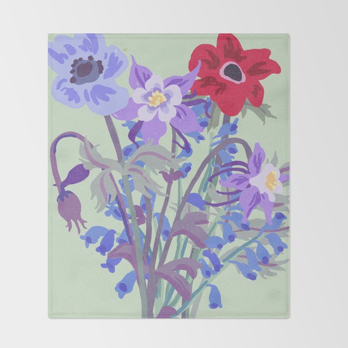 Cottage core aesthetic Flower Market Stockholm Throw Blanket Gallery Image 2
