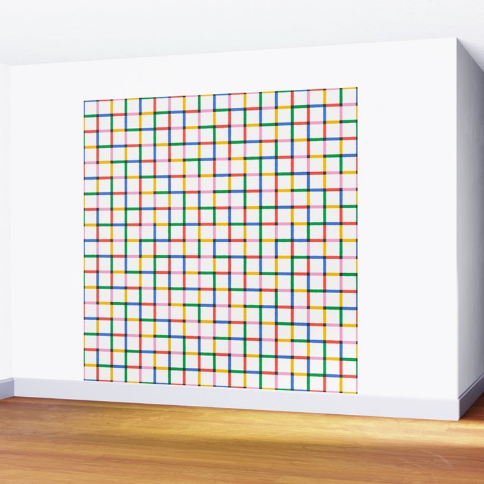 Colorful geometric square mosaic grid pattern Wall Mural Gallery Image 2