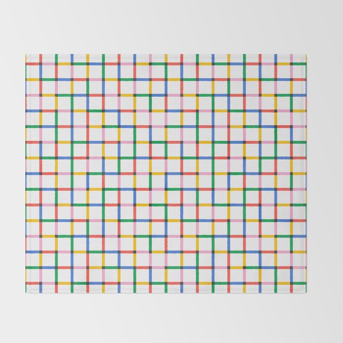 Colorful geometric square mosaic grid pattern Throw Blanket Gallery Image 2