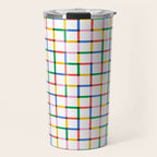 Colorful geometric square mosaic grid pattern Travel Mug Gallery Image 1