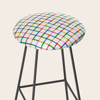 Colorful geometric square mosaic grid pattern Stool Gallery Image 2