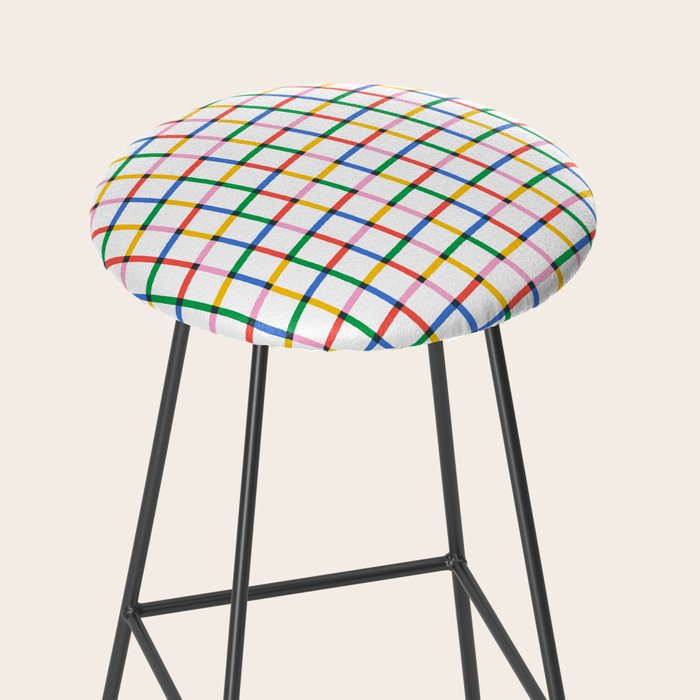 Colorful geometric square mosaic grid pattern Stool Gallery Image 2