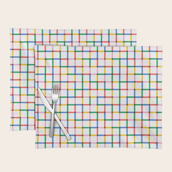 Colorful geometric square mosaic grid pattern Placemat Gallery Image 1
