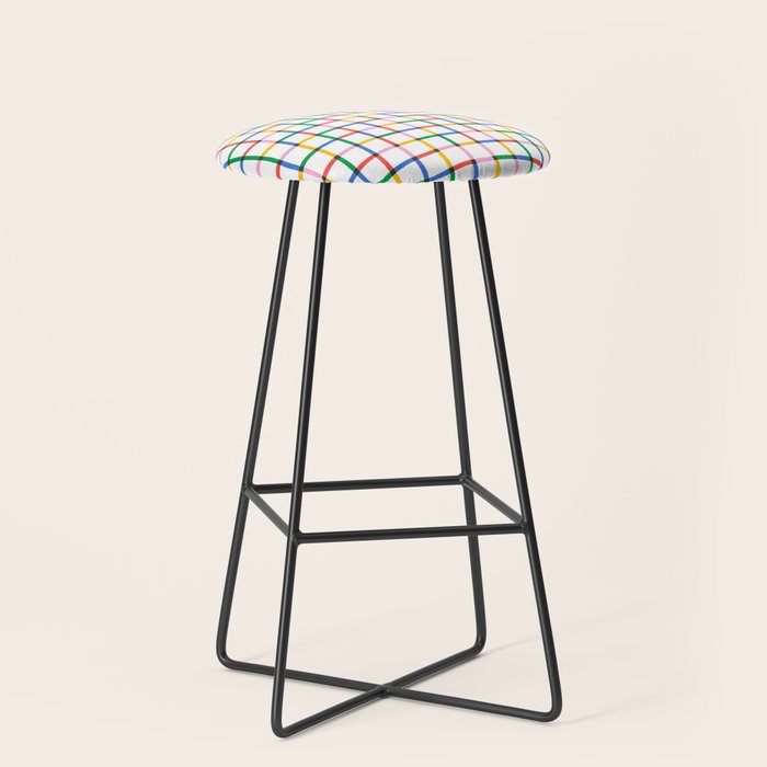 Colorful geometric square mosaic grid pattern Stool Gallery Image 1