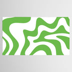 Retro Liquid Swirl Abstract Square in Bright Lime Green and White Tablecloth Gallery Image 2