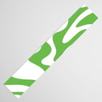 Retro Liquid Swirl Abstract Square in Bright Lime Green and White Table Runner Gallery Image 3