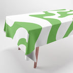 Retro Liquid Swirl Abstract Square in Bright Lime Green and White Tablecloth Gallery Image 1