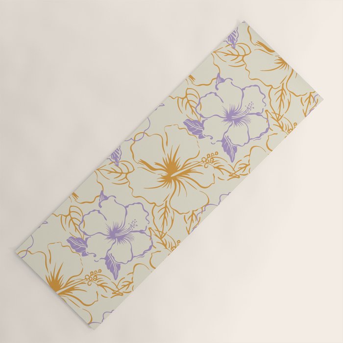 Colorful tropical hibiscus flower art pattern Yoga Mat Gallery Image 1