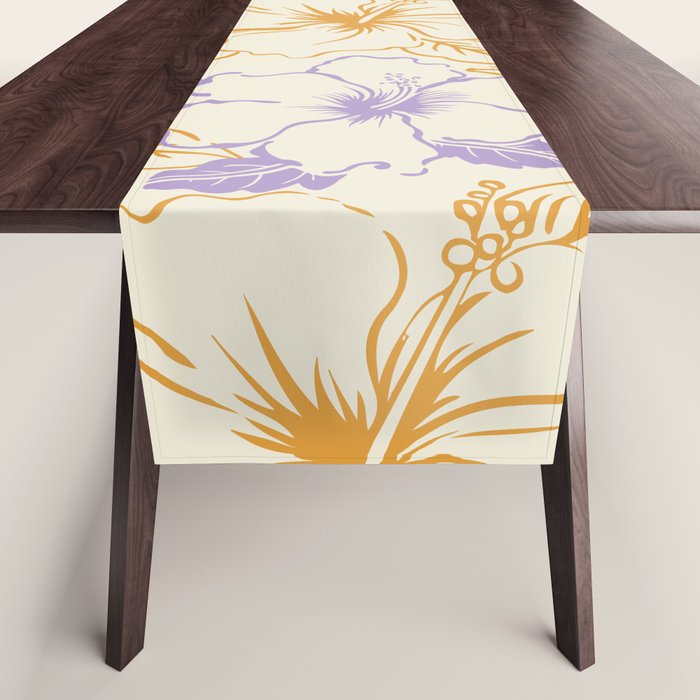 Colorful tropical hibiscus flower art pattern Table Runner Gallery Image 1
