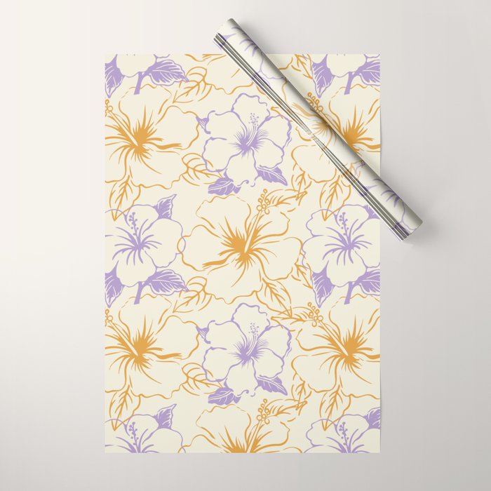 Colorful tropical hibiscus flower art pattern Wrapping Paper Gallery Image 1
