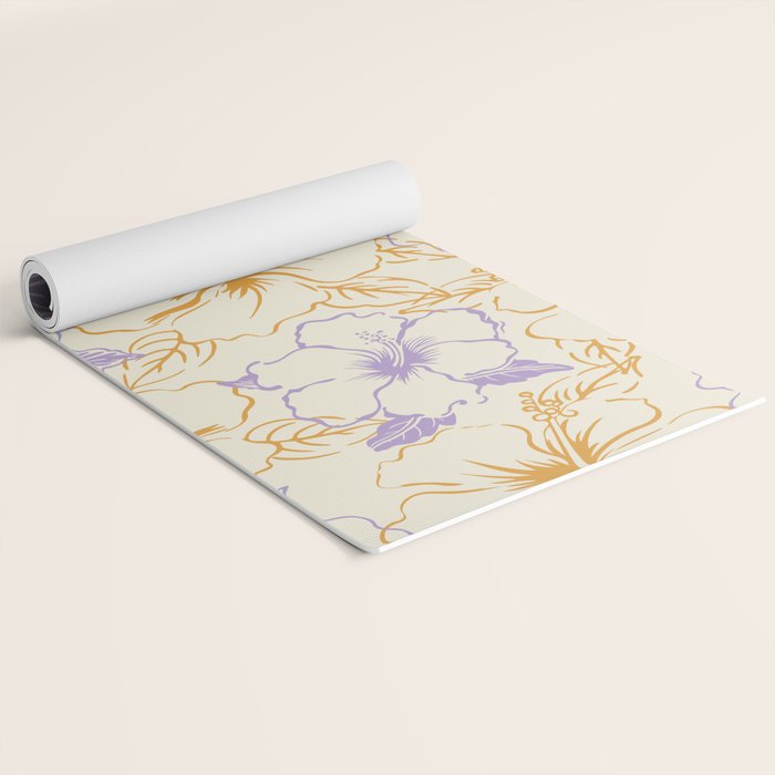 Colorful tropical hibiscus flower art pattern Yoga Mat Gallery Image 2