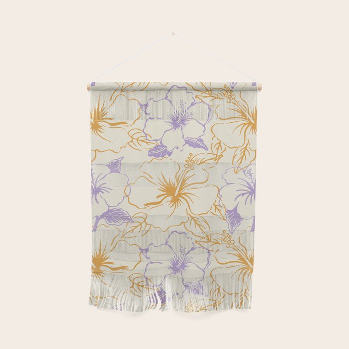 Colorful tropical hibiscus flower art pattern Wall Hanging Gallery Image 1