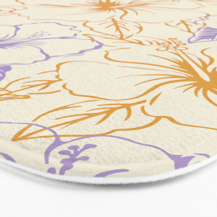 Colorful tropical hibiscus flower art pattern Bath Mat Gallery Image 3