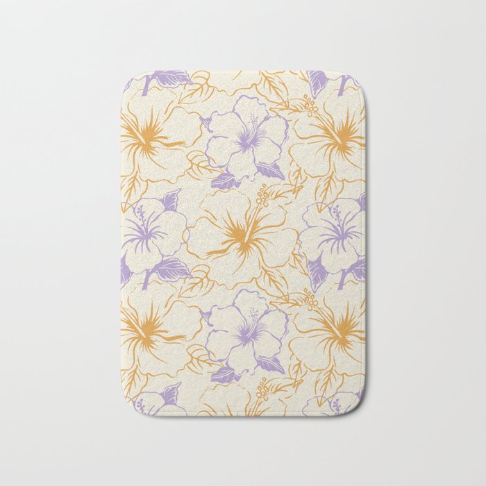 Colorful tropical hibiscus flower art pattern Bath Mat Gallery Image 1