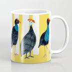 Three Birds Walking - Blue and Yellow Coffee Mug Gallery Image 1