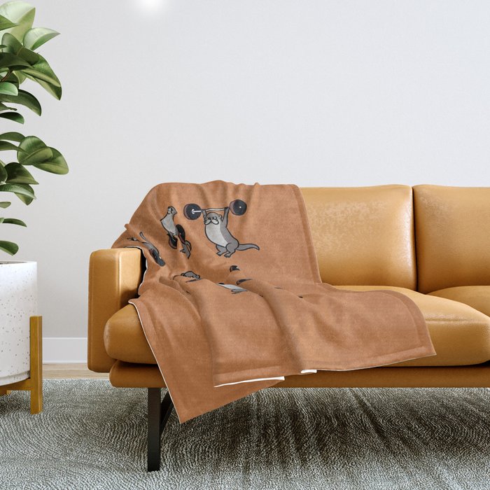Olympic Lifting Otter Throw Blanket Gallery Image 1