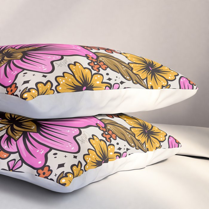 Retro Flower Power - Pink & Red Pillow Sham Gallery Image 3