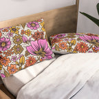 Retro Flower Power - Pink & Red Pillow Sham Gallery Image 2