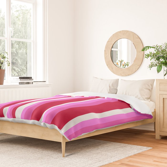 Classic Stripes XVII - Y2K Pink and Red Duvet Cover Gallery Image 2