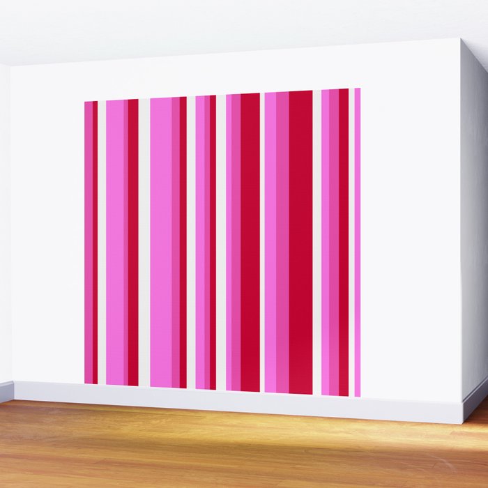Classic Stripes XVII - Y2K Pink and Red Wall Mural Gallery Image 2