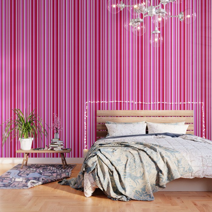 Classic Stripes XVII - Y2K Pink and Red Wallpaper Gallery Image 3