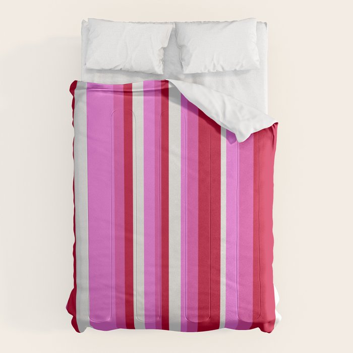 Classic Stripes XVII - Y2K Pink and Red Comforter Gallery Image 6