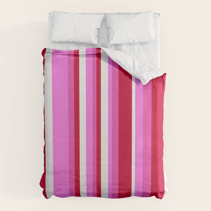 Classic Stripes XVII - Y2K Pink and Red Duvet Cover Gallery Image 6