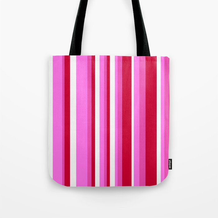 Classic Stripes XVII - Y2K Pink and Red Tote Bag Gallery Image 1