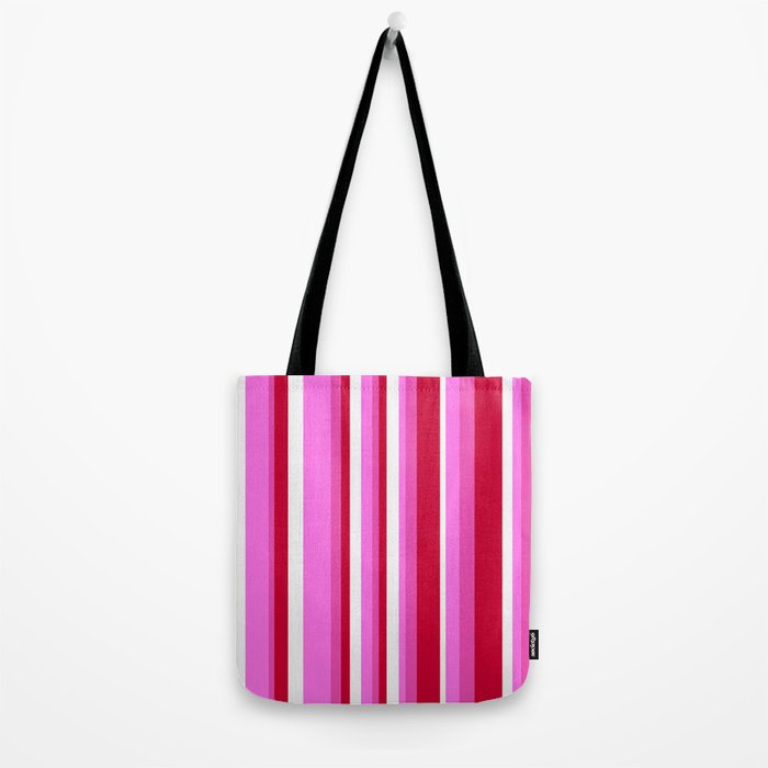 Classic Stripes XVII - Y2K Pink and Red Tote Bag Gallery Image 2