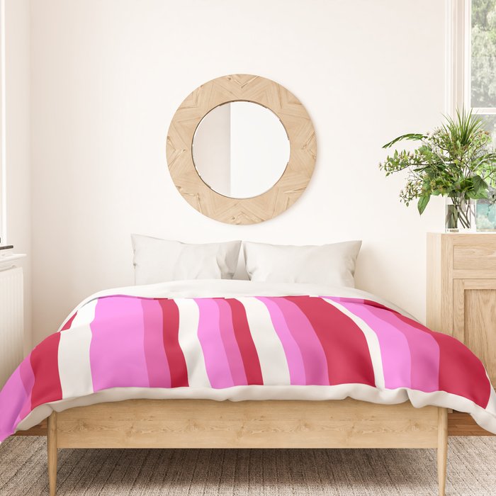 Classic Stripes XVII - Y2K Pink and Red Duvet Cover Gallery Image 3