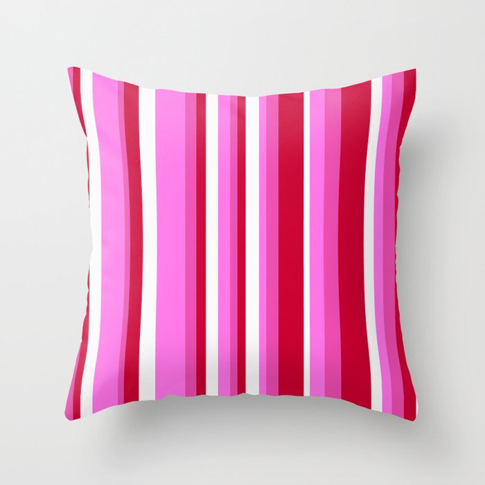Classic Stripes XVII - Y2K Pink and Red Throw Pillow Gallery Image 1