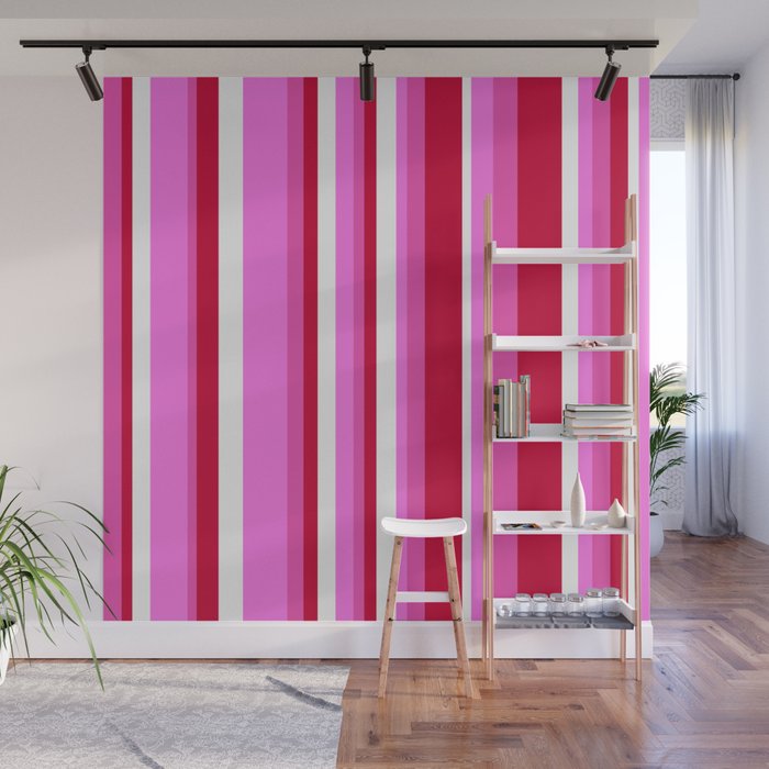 Classic Stripes XVII - Y2K Pink and Red Wall Mural Gallery Image 1