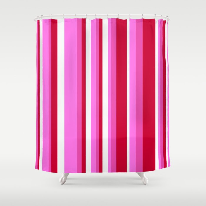 Classic Stripes XVII - Y2K Pink and Red Shower Curtain Gallery Image 1