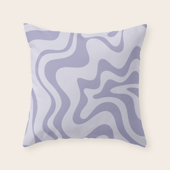 Retro Liquid Swirl Abstract in Double Light Purple Throw Pillow Gallery Image 6