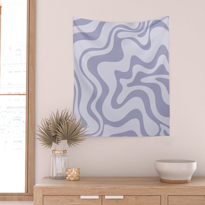 Retro Liquid Swirl Abstract in Double Light Purple Wall Tapestry Gallery Image 2