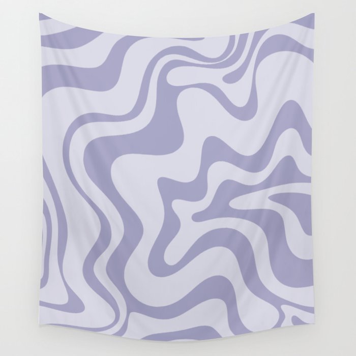 Retro Liquid Swirl Abstract in Double Light Purple Wall Tapestry Gallery Image 1