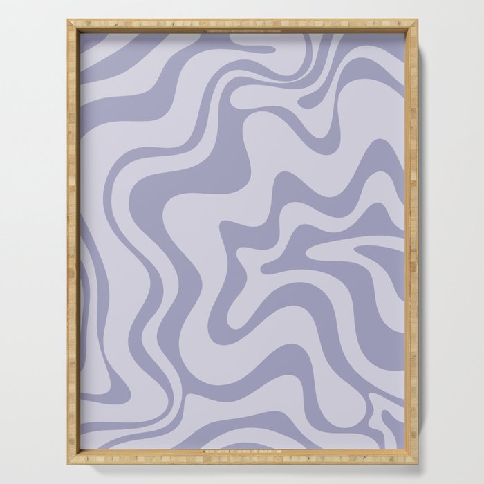 Retro Liquid Swirl Abstract in Double Light Purple Serving Tray Gallery Image 1