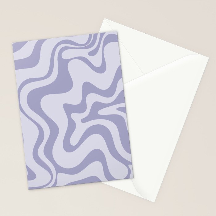 Retro Liquid Swirl Abstract in Double Light Purple Stationery Card Gallery Image 2