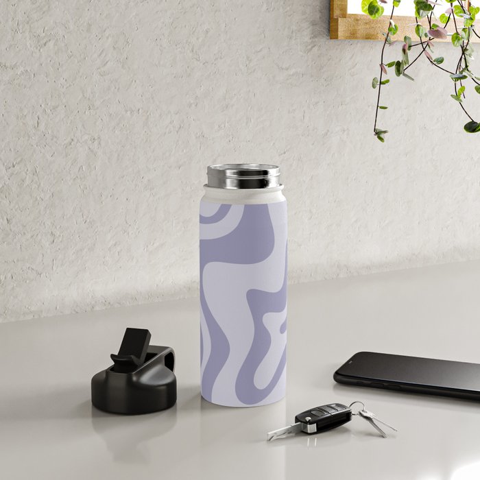 Retro Liquid Swirl Abstract in Double Light Purple Water Bottle Gallery Image 4