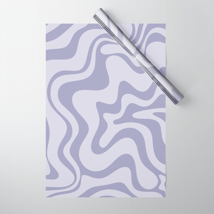 Retro Liquid Swirl Abstract in Double Light Purple Wrapping Paper Gallery Image 1