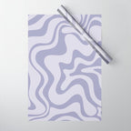Retro Liquid Swirl Abstract in Double Light Purple Wrapping Paper Gallery Image 1