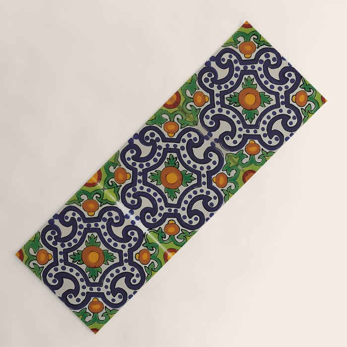 Oranges talavera tile abstract pattern modern decoration Yoga Mat Gallery Image 1