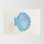 Mermaid at Heart - Blue Shell Watercolor Painting Rug Gallery Image 2