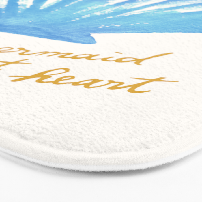 Mermaid at Heart - Blue Shell Watercolor Painting Bath Mat Gallery Image 3