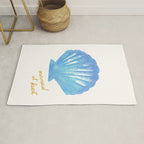 Mermaid at Heart - Blue Shell Watercolor Painting Rug Gallery Image 1