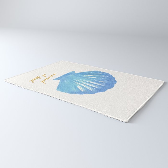 Mermaid at Heart - Blue Shell Watercolor Painting Rug Gallery Image 3