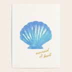 Mermaid at Heart - Blue Shell Watercolor Painting Poster Gallery Image 4