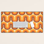 70s Retro Vintage Style Wave Pattern Autumn Brown Orange and Yellow Desk Mat Gallery Image 1